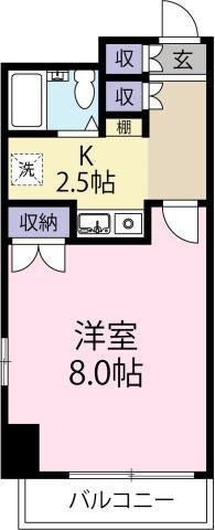 VISTA GRANDE 徳島駅前(1K/8階)の間取り写真