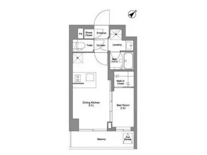 ビーピーアールレジデンスモトマチ ベイ サイド(1DK/5階)の間取り写真