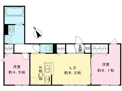 ミモザパル(2LDK/1階)の間取り写真