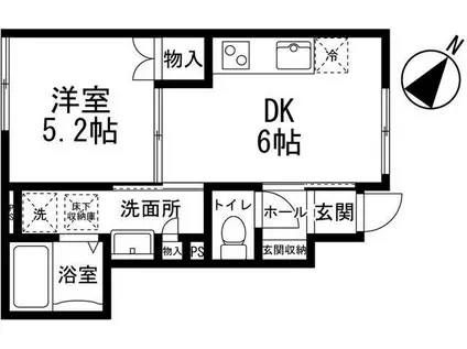 グレンディール(1DK/1階)の間取り写真