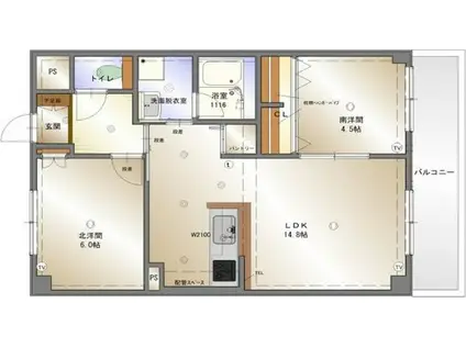 第2トレンツマンション(2LDK/3階)の間取り写真