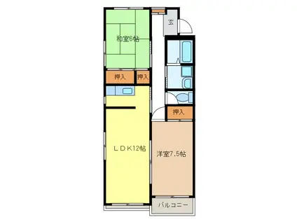 リビングコートKAWAI(2LDK/2階)の間取り写真
