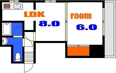 ハイネス住吉(1LDK/2階)の間取り写真