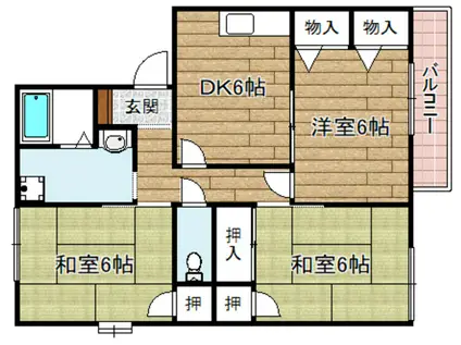 ダイヤモンドヒルズ(3DK/1階)の間取り写真