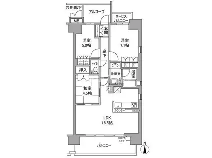 プレミスト都島パークフロント(3LDK/2階)の間取り写真