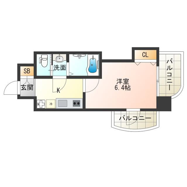 サムティ大阪CITY ウエスト(1K/9階)の間取り写真
