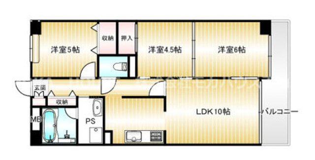 ライオンズマンション姫路西今宿(3LDK/2階)の間取り写真
