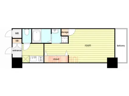 エスカーサ大阪ウエスト(1K/4階)の間取り写真