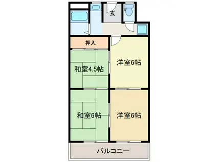 コーポ西村(3DK/1階)の間取り写真