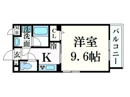 ビウォール正木(1K/2階)の間取り写真