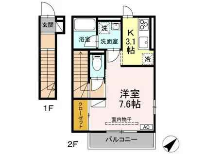 メゾン・ド・マイ(1K/2階)の間取り写真