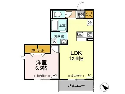 プラネージュII(1LDK/2階)の間取り写真