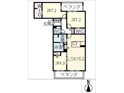 レフィシア犬山(3LDK/2階)の間取り写真