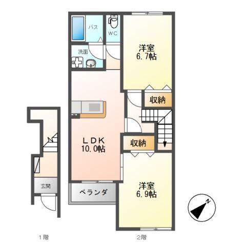 シンフォニーヒルズ(2LDK/2階)の間取り写真