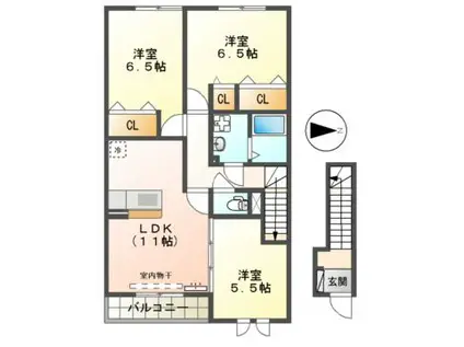 アクア・ミル(3LDK/2階)の間取り写真