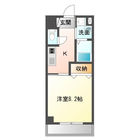 フルリール松浦II(1K/2階)の間取り写真