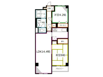 パレ武蔵小金井(2LDK/2階)の間取り写真