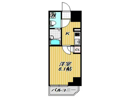 ダイヤモンドタワー西小山(1K/5階)の間取り写真