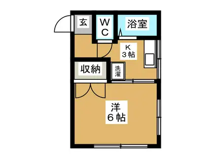 サンライズ神大寺(1K/1階)の間取り写真