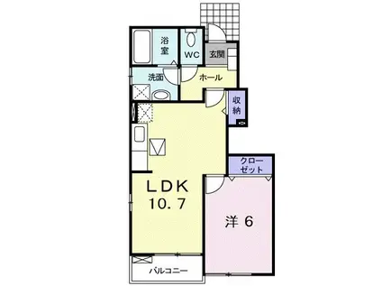 ヒラソール(1LDK/1階)の間取り写真