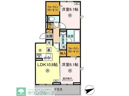 シャンティ(2LDK/1階)の間取り写真