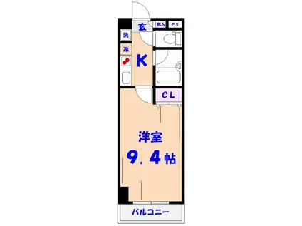 ザ・ヒルズ・市川(1K/4階)の間取り写真
