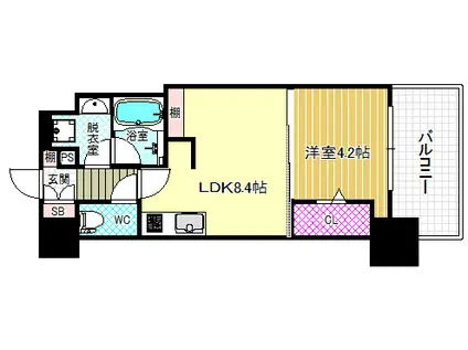 アーバネックス堂島(1LDK/4階)の間取り写真