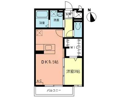 ブラントワ(1DK/2階)の間取り写真