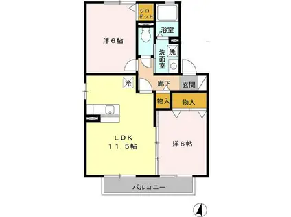 パークヒル A(2LDK/2階)の間取り写真