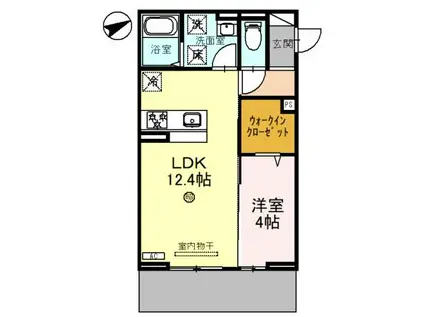 DーPLACE城西(1LDK/1階)の間取り写真