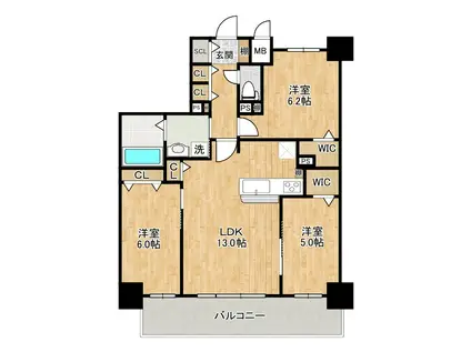 ふぁみーゆ平野(3LDK/8階)の間取り写真