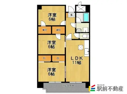 ルネス旭(3LDK/3階)の間取り写真