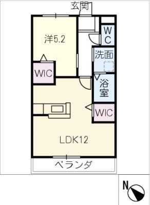 シトリンI(1LDK/2階)の間取り写真