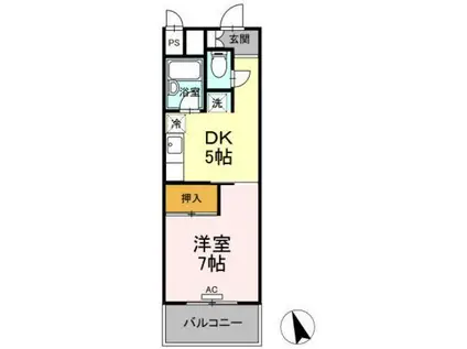 サンラフォーレ花北(1DK/2階)の間取り写真