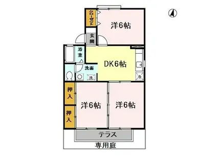 セジュール・ドエル(3DK/1階)の間取り写真