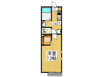 クレール川越(1K/2階)の間取り写真