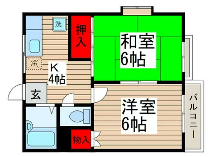 リベラルハイツA(2K/2階)の間取り写真