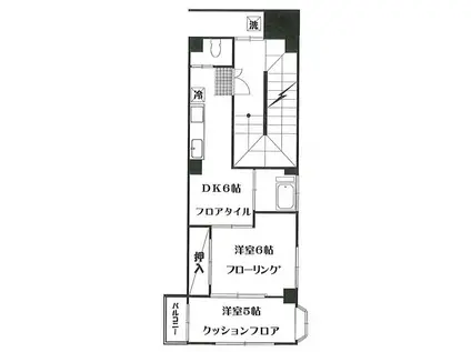 ファミリーハウス(1K/2階)の間取り写真