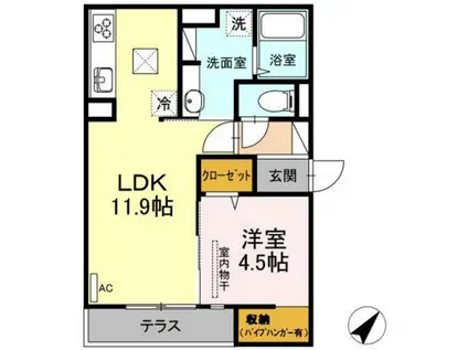 KANATA KOGO(1LDK/1階)の間取り写真