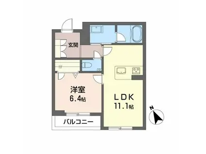 シャーメゾン下荒田(1LDK/3階)の間取り写真