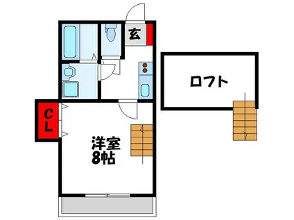シエロ駅南(1K/2階)の間取り写真