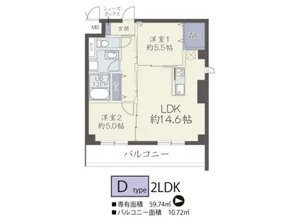 グリットビル(2LDK/7階)の間取り写真