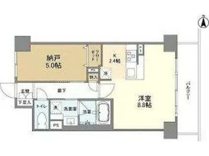 コンフォリア西宮(ワンルーム/1階)の間取り写真