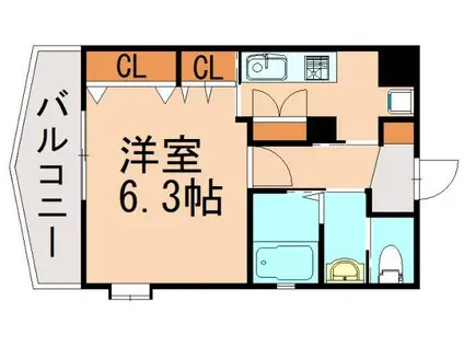 コスモス御笠川(1K/4階)の間取り写真