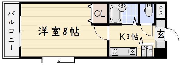 BERGAMOTTO 吉野町(1K/7階)の間取り写真