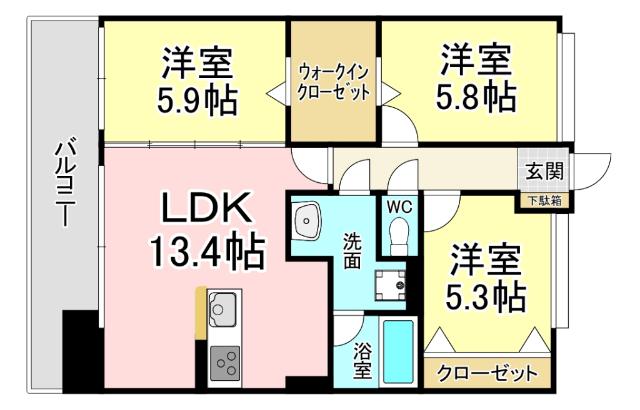 ニューガイア四季彩の丘(3LDK/7階)の間取り写真
