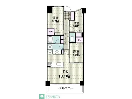 ブランズ宮崎台プレイス(3LDK/6階)の間取り写真