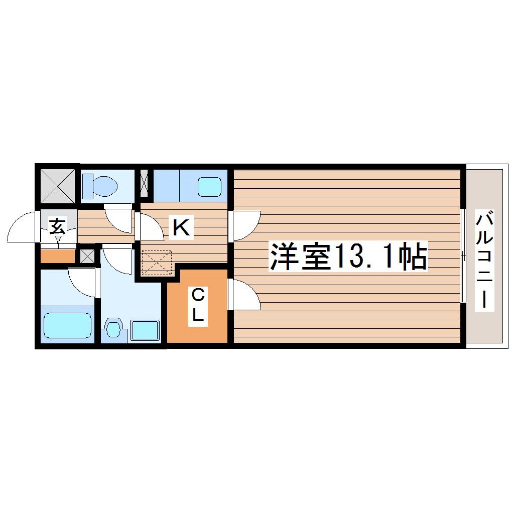 パティオ市名坂(1K/1階)の間取り写真