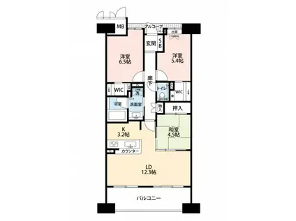広島ガーデンシティ白島城北イーストタワー(3LDK/17階)の間取り写真