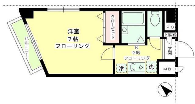 クレスト初台(1K/2階)の間取り写真